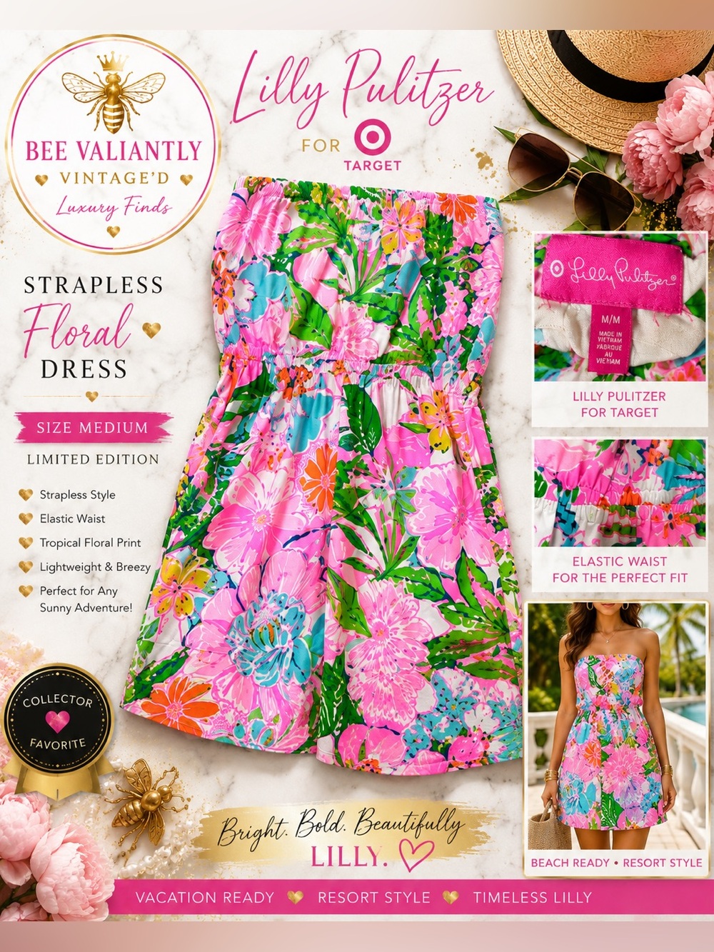 Lilly Pulitzer for Target Strapless Floral Dress Size Medium